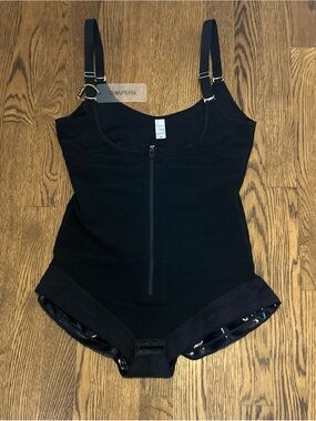 ShaperX Women's Black Zip-Front Bodysuit Shape wear 299